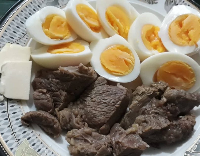 Beef Meat, Boiled Egg and Cheese