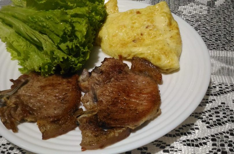 Lettuce, Scrambled eggs, Fried Pork Meat