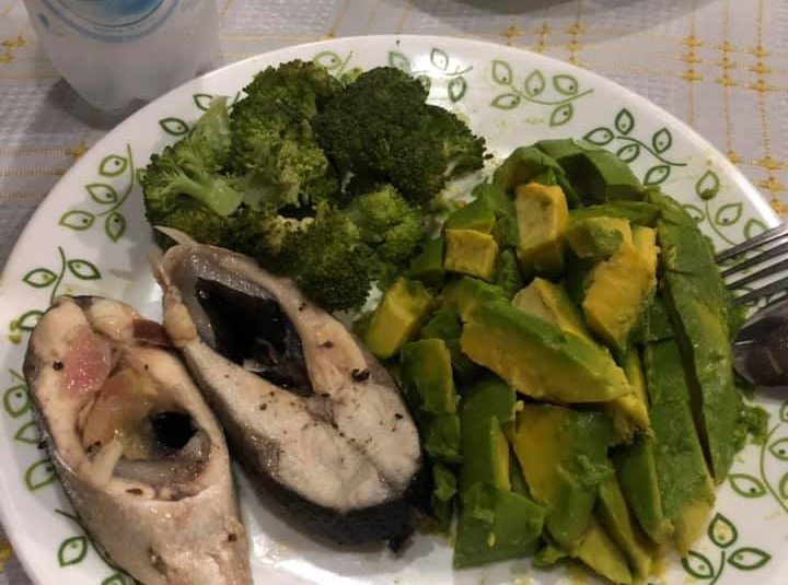 Bangus Fish, Avocado, Broccoli, Water