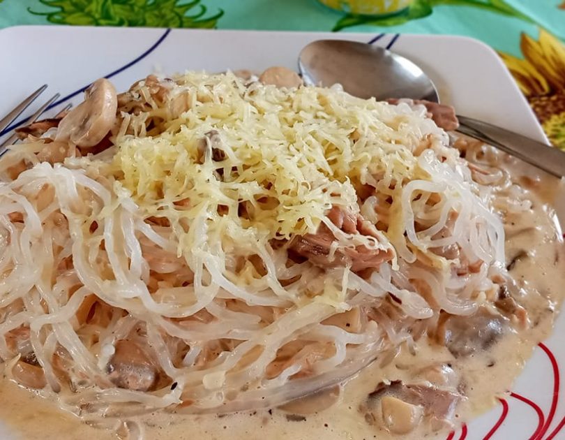 Low Carb Carbonara with Shirataki Noodles