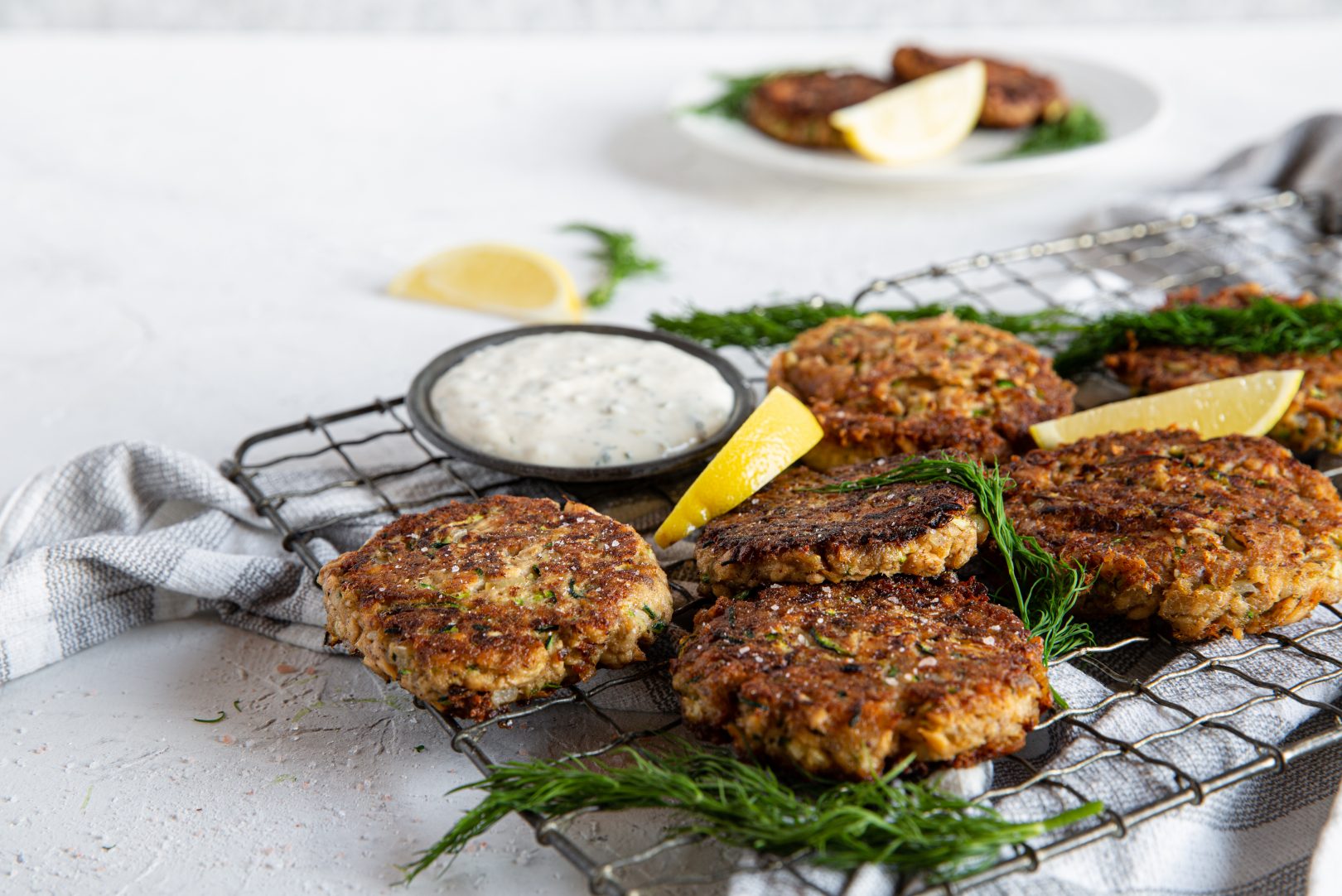 Keto zucchini salmon fritters