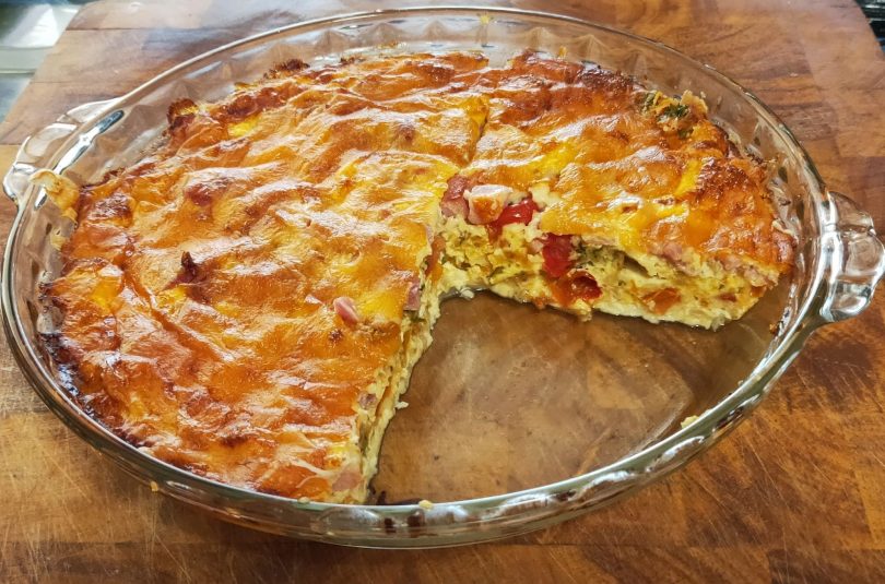 Low carb  Crustless Three-Cheese Tomato-Basil Quiche