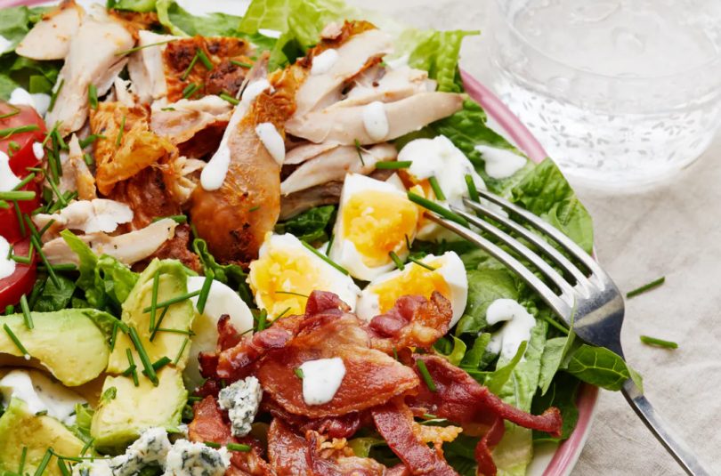 Low carb cobb salad with ranch dressing