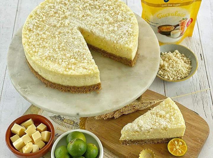 SUGAR FREE CALAMANSI CHEDDAR STREUSEL CHEESECAKE